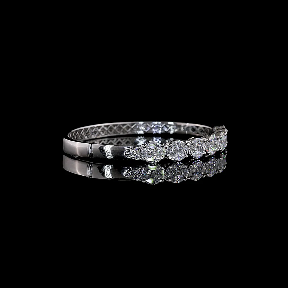 14K White Gold Mixed Shape Bangle Bracelet with Marquise, Princess, and Round Lab Diamonds - 3.66 Carats Total Diamond Weight - Covaloro Fine Jewelry - Image 3