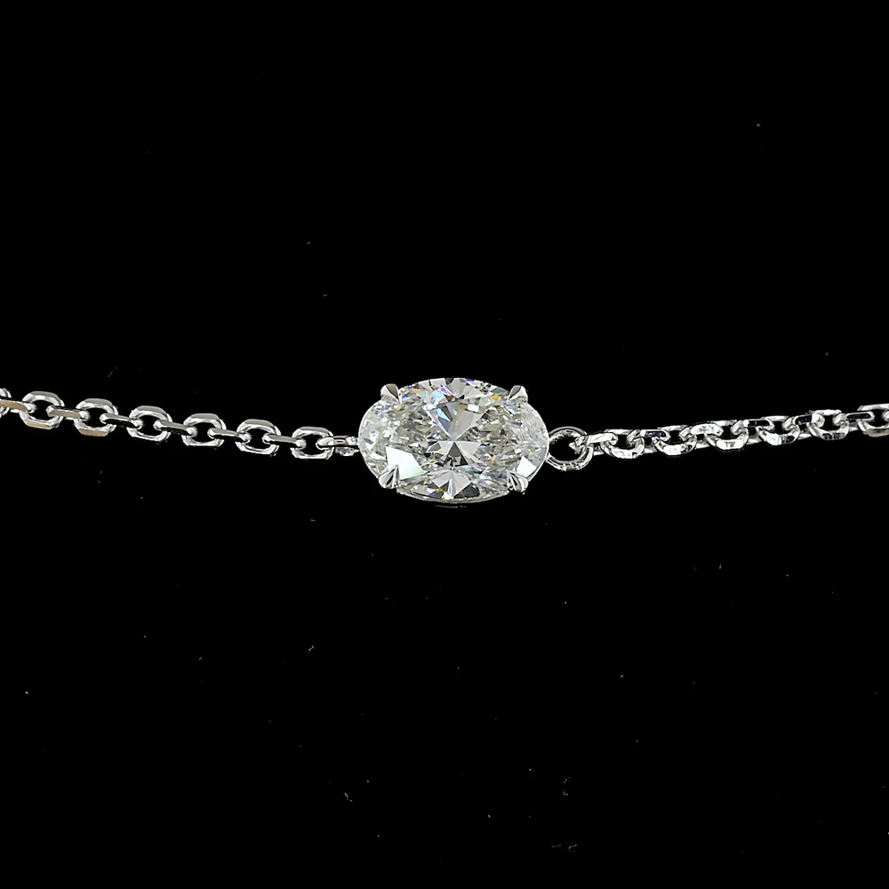 14K White Gold Mixed Shape Diamond Station Bracelet with Oval, Emerald, Pear, and Round Lab Diamonds - 3.09 Carats Total Diamond Weight - Covaloro Fine Jewelry - Image 2