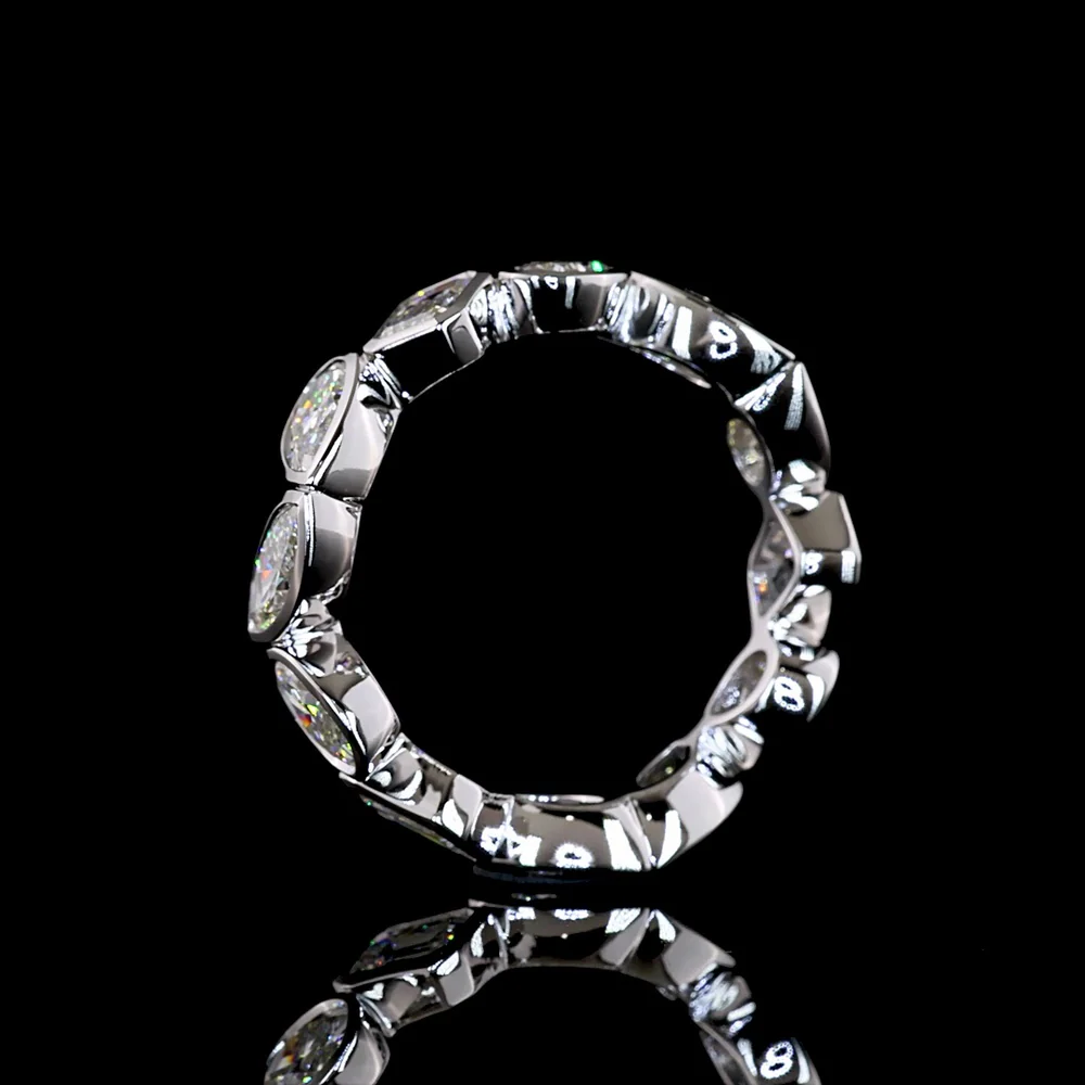 14K White Gold Mixed Shape Eternity Band with Bezel Set Pear, Emerald, and Oval Lab Diamonds - 3.50 Carats Total Diamond Weight - Covaloro Fine Jewelry - Image 4