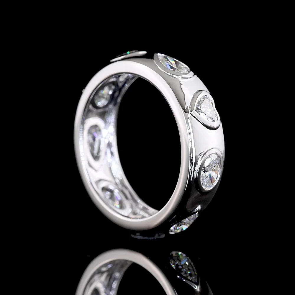 14K White Gold Mixed Shape Eternity Band with Flush Set Oval, Heart, and Pear Lab Diamonds - 1.68 Carats Total Diamond Weight - Covaloro Fine Jewelry - Image 3