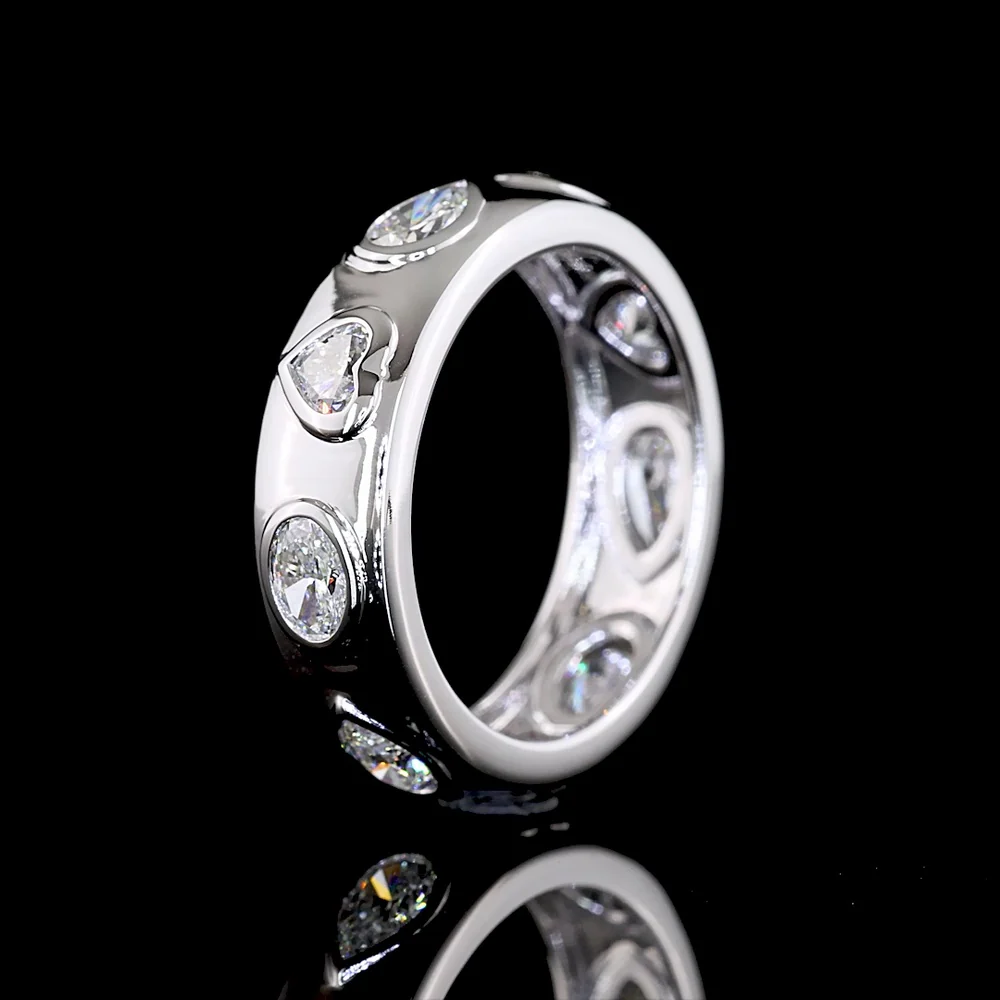 14K White Gold Mixed Shape Eternity Band with Flush Set Oval, Heart, and Pear Lab Diamonds - 1.68 Carats Total Diamond Weight - Covaloro Fine Jewelry - Image 4