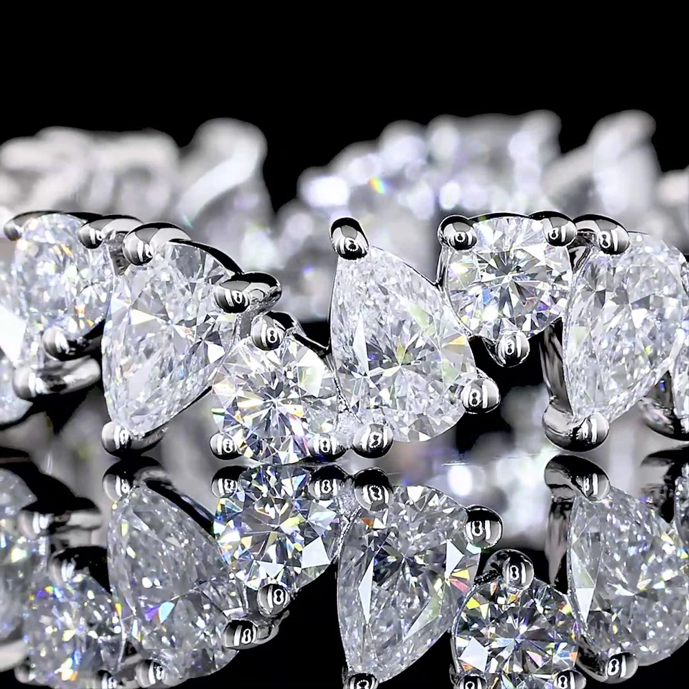 14K White Gold Mixed Shape Eternity Band with Pear and Round Lab-Grown Diamonds - 2.13 Carats Total Diamond Weight - Covaloro Fine Jewelry - Image 2