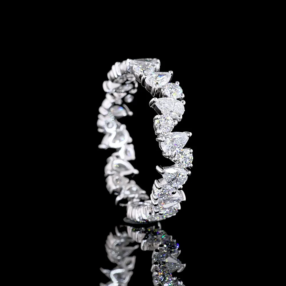 14K White Gold Mixed Shape Eternity Band with Pear and Round Lab-Grown Diamonds - 2.13 Carats Total Diamond Weight - Covaloro Fine Jewelry - Image 3