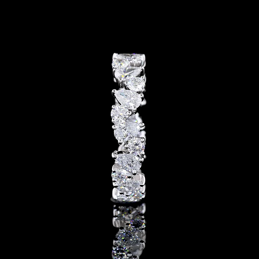 14K White Gold Mixed Shape Eternity Band with Pear and Round Lab-Grown Diamonds - 2.13 Carats Total Diamond Weight - Covaloro Fine Jewelry - Image 4
