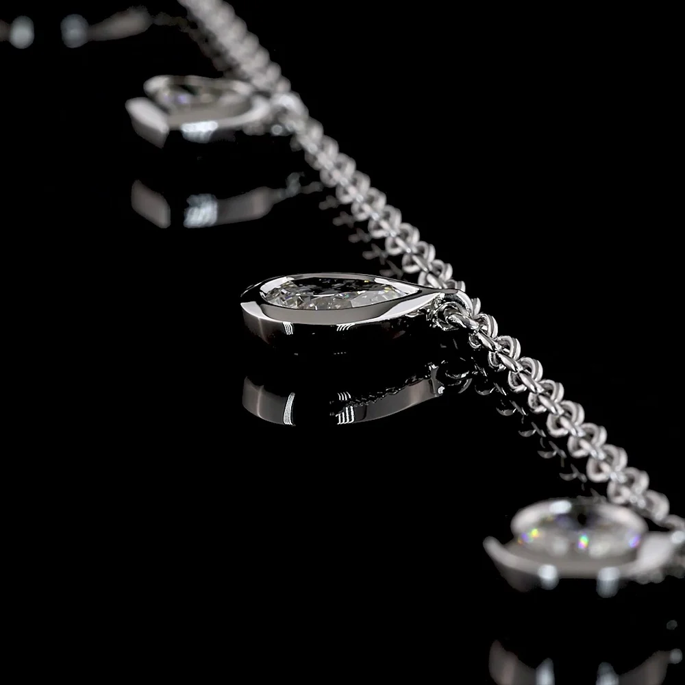 14K White Gold Mixed Shape Station Bracelet with Bezel-Set Lab Diamonds - 2.25 Carat Total Weight - Covaloro Fine Jewelry - Image 2