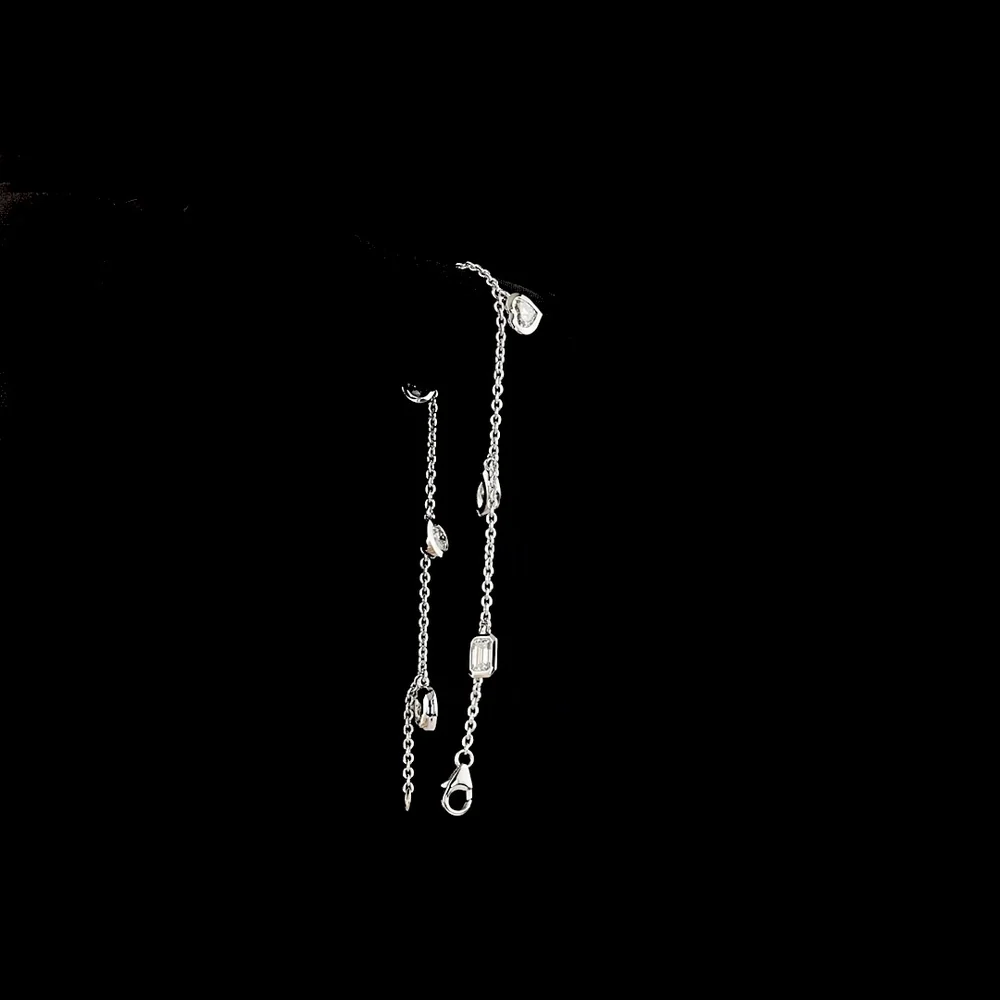14K White Gold Mixed Shape Station Bracelet with Bezel-Set Lab Diamonds - 2.25 Carat Total Weight - Covaloro Fine Jewelry - Image 3