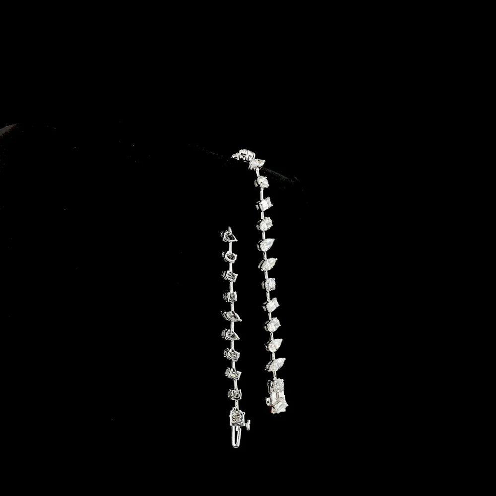14K White Gold Mixed Shape Station Bracelet with Oval, Pear, Marquise, and Emerald Cut Lab Diamonds - 5.81 Carat Total Weight - Covaloro Fine Jewelry - Image 3