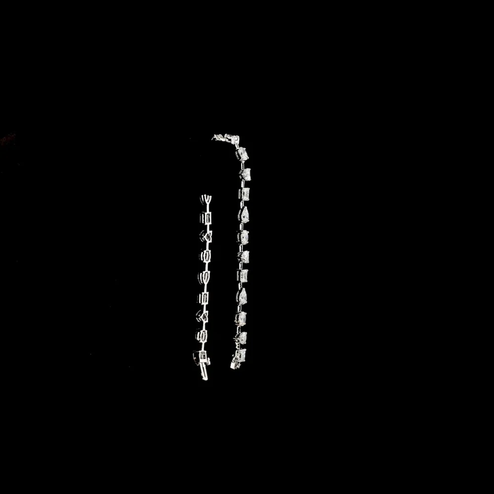 14K White Gold Mixed Shape Station Bracelet with Radiant, Oval, and Pear Lab Diamonds - 6.21 Carats Total Diamond Weight - Covaloro Fine Jewelry - Image 3