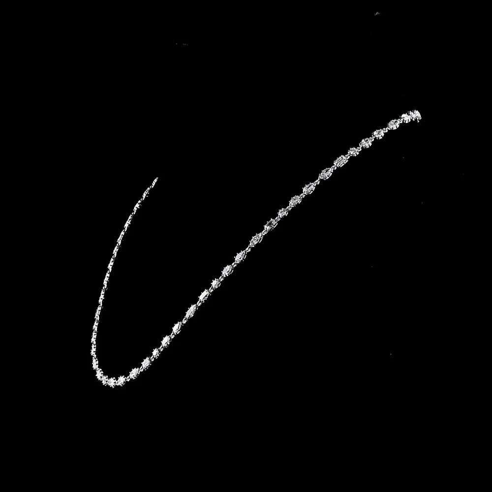 14K White Gold Mixed Shape Station Necklace with Emerald, Marquise, and Oval Lab Diamonds - 9.44 Carat Total Weight - Covaloro Fine Jewelry - Image 3