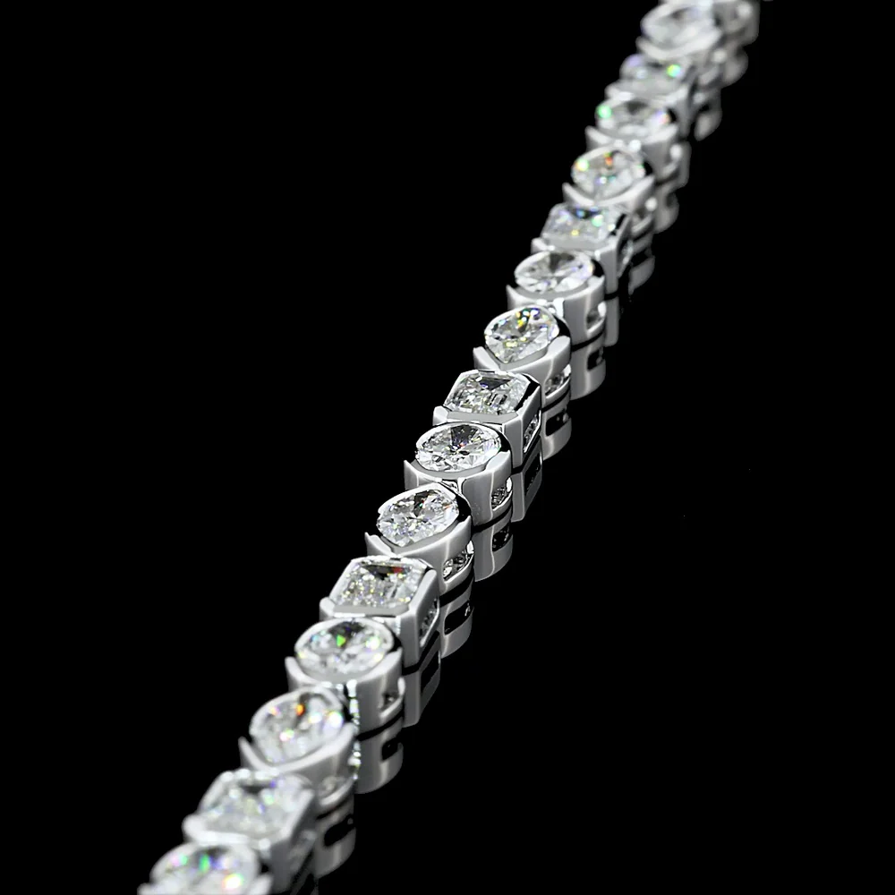 14K White Gold Mixed Shape Tennis Bracelet with Bezel Set Lab Diamonds - 8.45 Total Carat Weight - Covaloro Fine Jewelry - Image 2