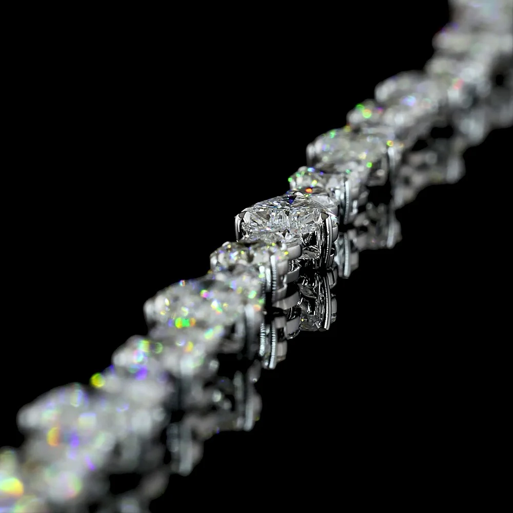 14K White Gold Mixed Shape Tennis Bracelet with Heart, Brilliant, and Marquise Cut Lab Diamonds - 9.89 Carat Total Weight - Covaloro Fine Jewelry - Image 3