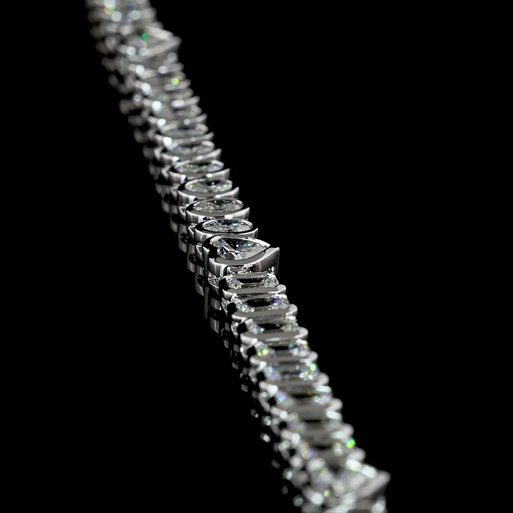 14K White Gold Mixed Shape Tennis Necklace with Heart Center Stone and Oval Cut Lab Diamonds - 7.95 Carats Total Diamond Weight - Covaloro Fine Jewelry - Image 3