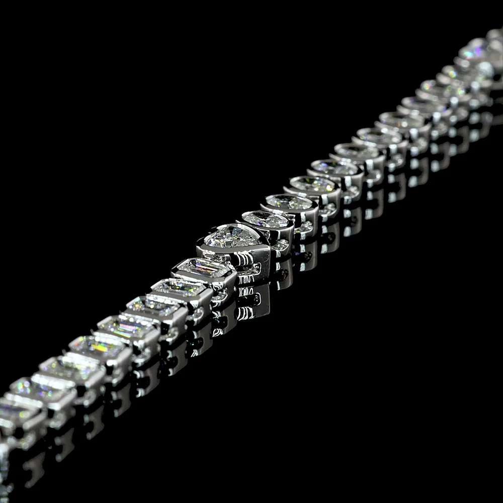 14K White Gold Mixed Shape Tennis Necklace with Heart Center Stone and Oval Cut Lab Diamonds - 7.95 Carats Total Diamond Weight - Covaloro Fine Jewelry - Image 4