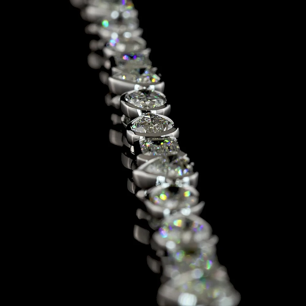 14K White Gold Mixed Shape Tennis Necklace with Heart, Oval, Emerald & Pear Cut Lab Diamonds - 18.77 Carats Total Diamond Weight - Covaloro Fine Jewelry - Image 3