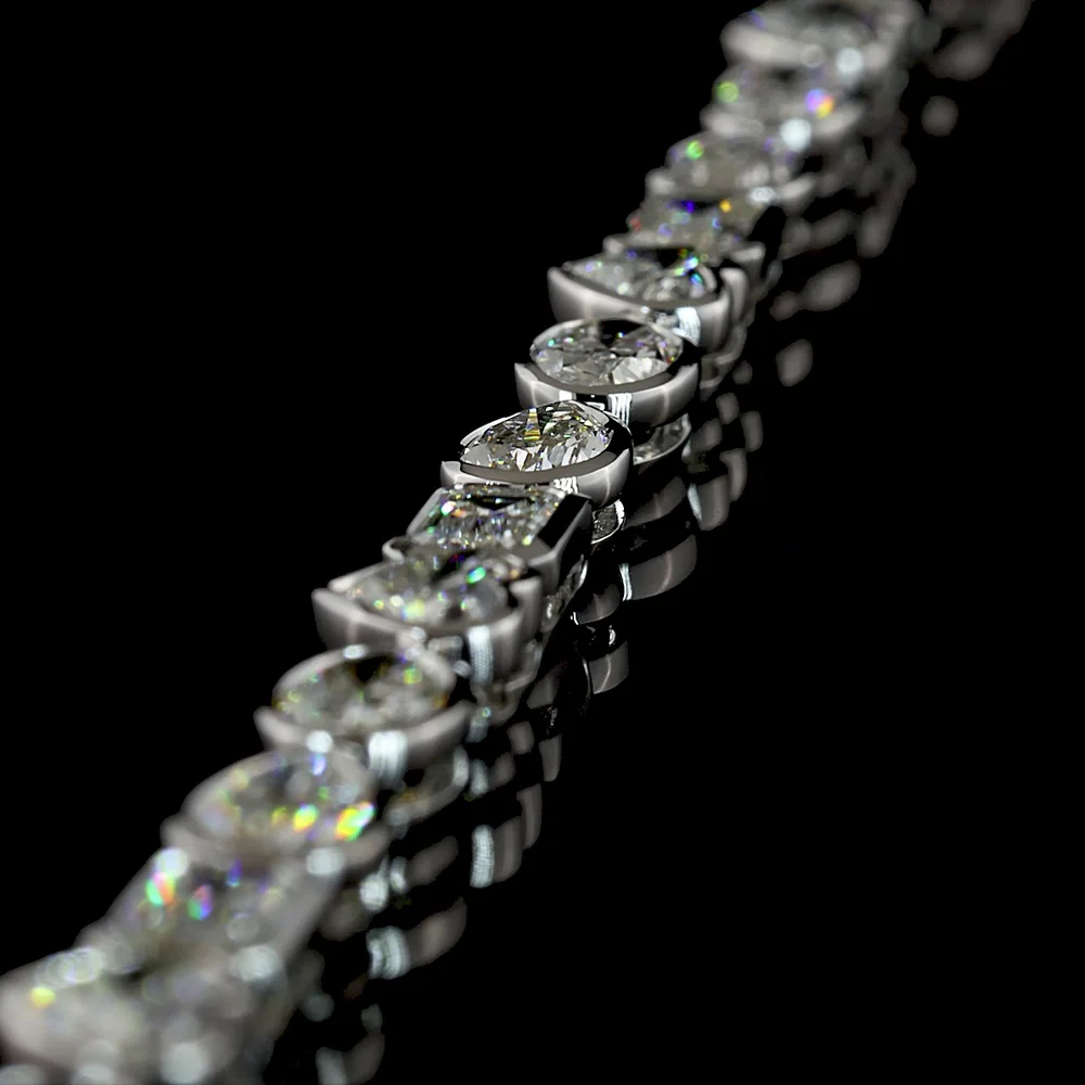 14K White Gold Mixed Shape Tennis Necklace with Heart, Oval, Emerald & Pear Cut Lab Diamonds - 18.77 Carats Total Diamond Weight - Covaloro Fine Jewelry - Image 4