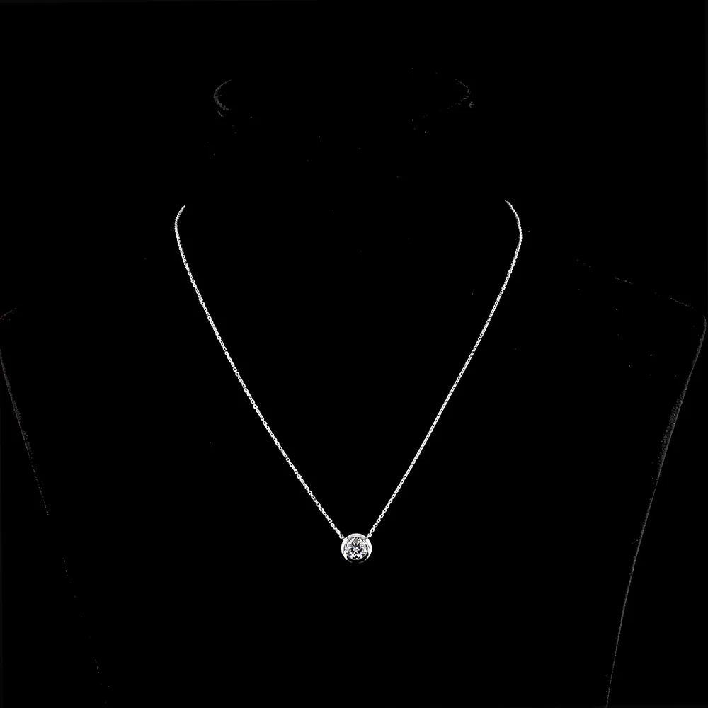 14K White Gold Modern Bezel Set Solitaire Pendant with Brilliant Cut Round Lab Diamond - 1.02 Carat Total Weight D VVS2 IGI Certified - Covaloro Fine Jewelry