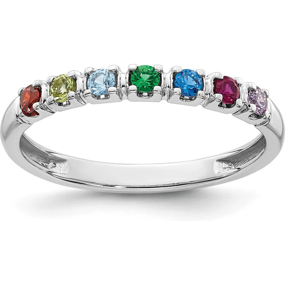 14K White Gold Mother's Ring Mounting with Rhodium Plating for Personalized Gemstone Setting - Size 7 by Oro Pregiato - Image 2