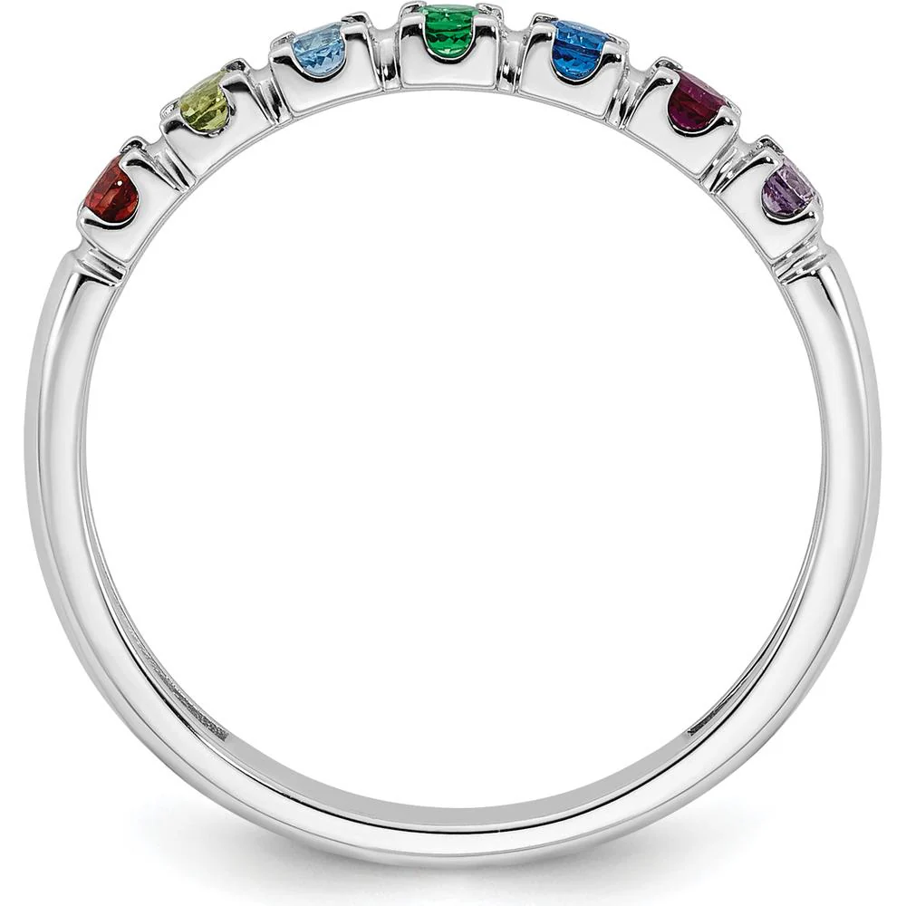 14K White Gold Mother's Ring Mounting with Rhodium Plating for Personalized Gemstone Setting - Size 7 by Oro Pregiato - Image 3