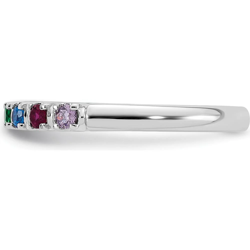 14K White Gold Mother's Ring Mounting with Rhodium Plating for Personalized Gemstone Setting - Size 7 by Oro Pregiato - Image 4