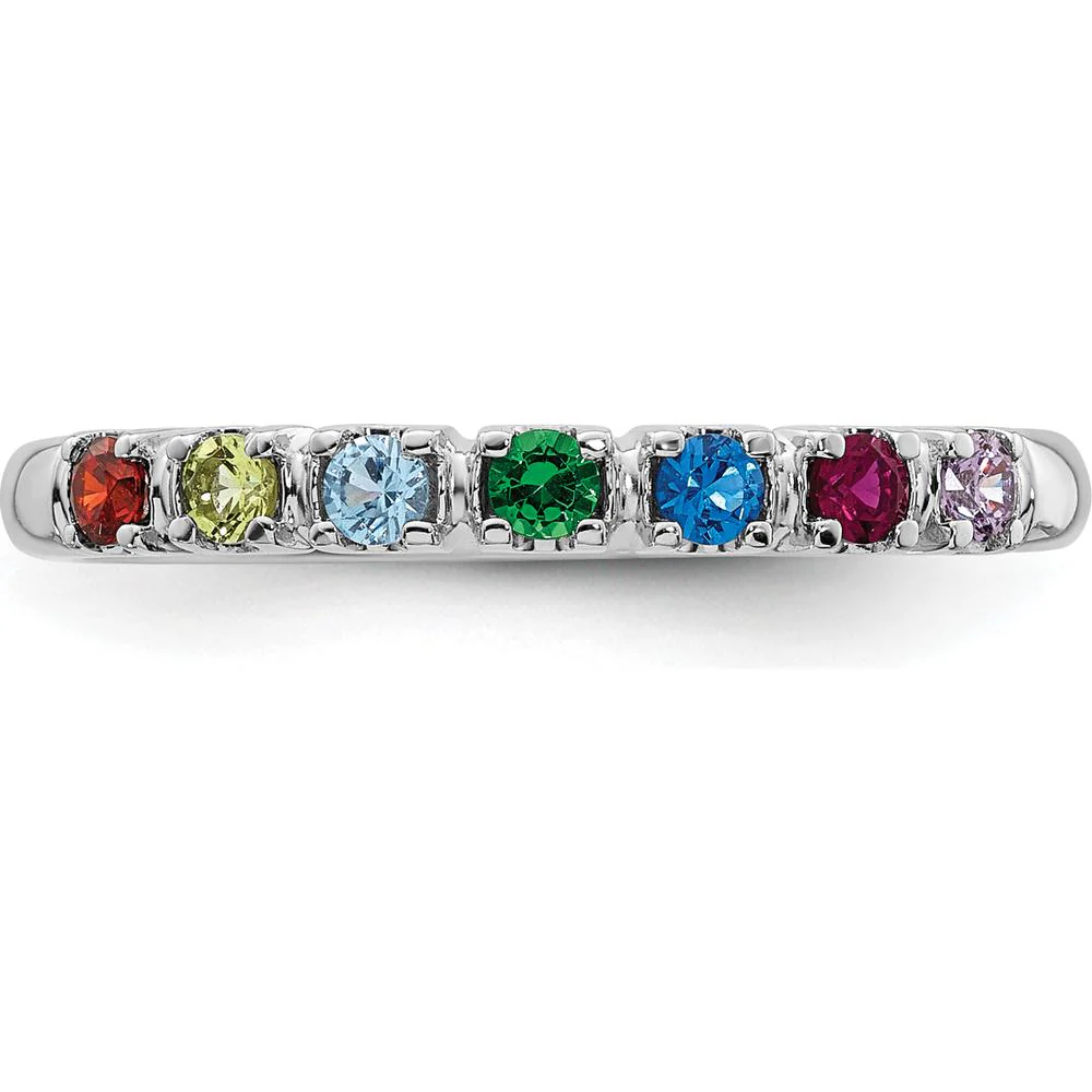 14K White Gold Mother's Ring Mounting with Rhodium Plating for Personalized Gemstone Setting - Size 7 by Oro Pregiato - Image 5