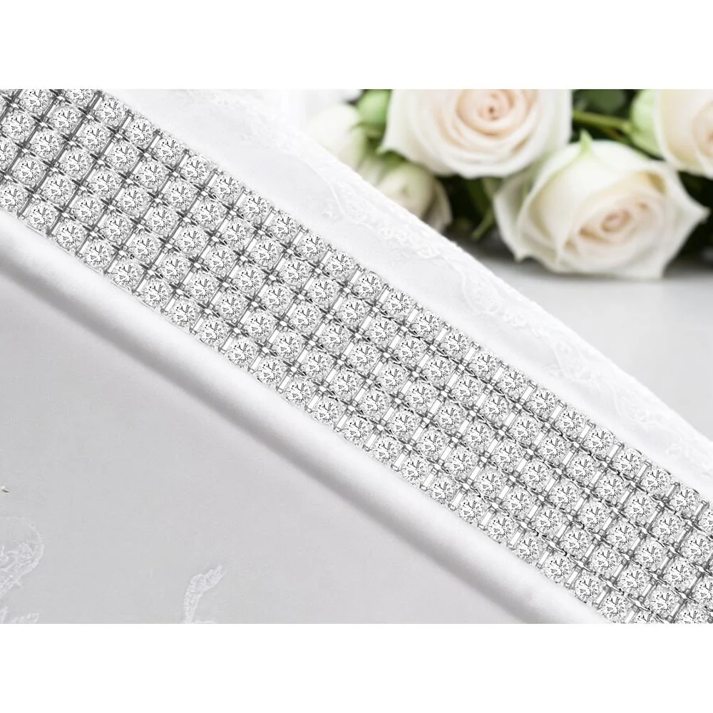 14K White Gold Multi-Row Tennis Bracelet with Round Diamonds - 6.50 Carat Total Diamond Weight - Royal Jewelry - Image 2