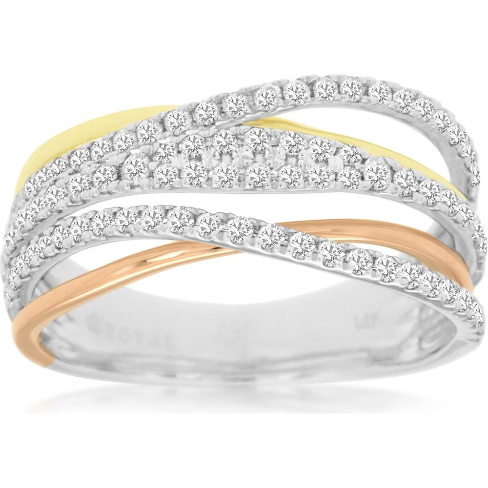 14K White Gold Multi-Tone Diamond Ring with 0.57 Carat Total Weight in Round Diamonds - Royal Jewelry