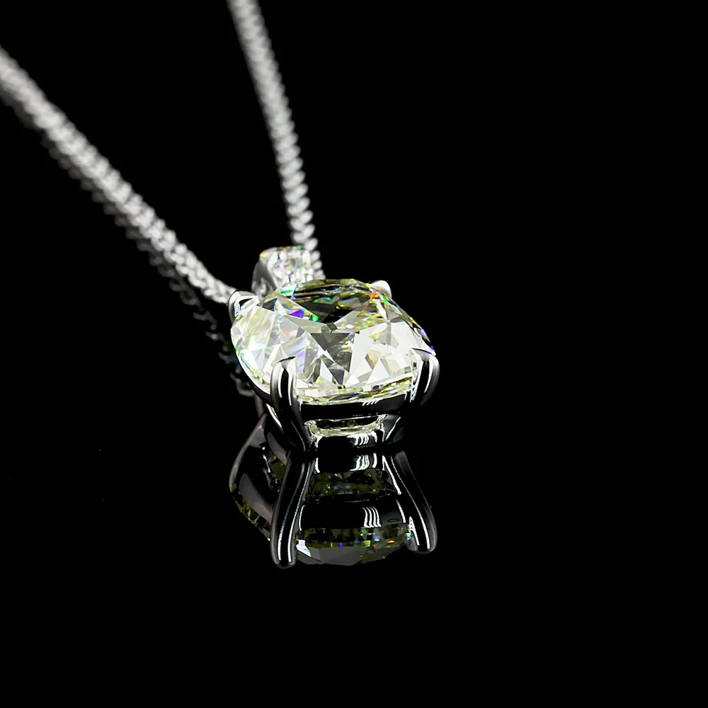 14K White Gold North-South Antique Cushion Cut Lab Diamond Pendant with Brilliant Round Accents - 2.12 Carat Total Diamond Weight (IGI Certified) - Covaloro Fine Jewelry - Image 3