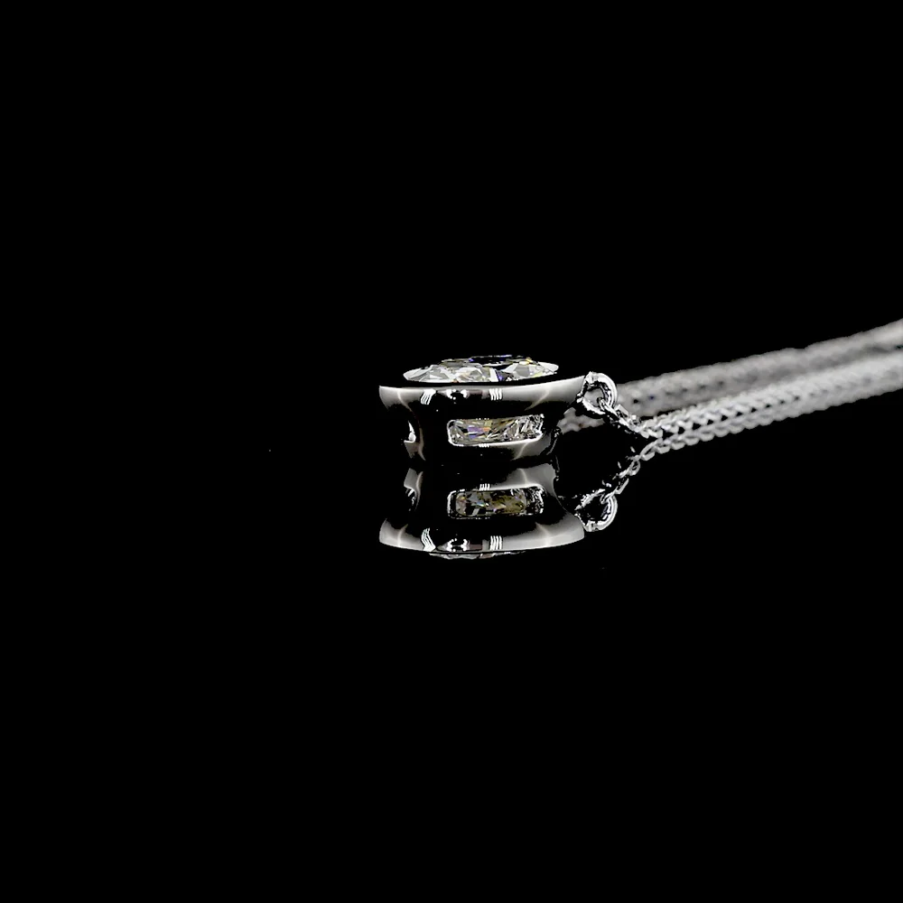 14K White Gold North-South Bezel Set Oval Lab Diamond Solitaire Pendant - 1.00 Carat Total Weight, D IF Clarity with IGI Certification - Covaloro Fine Jewelry - Image 3