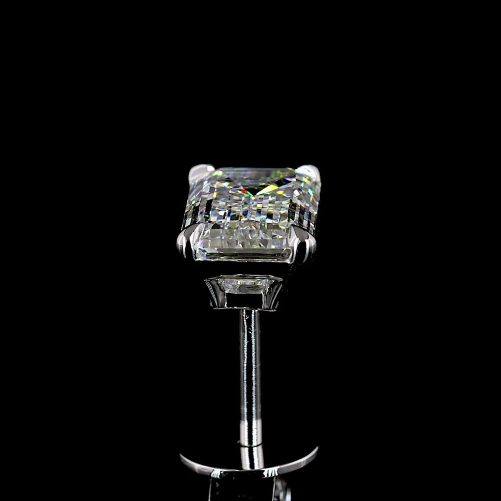 14K White Gold North-South Emerald Cut Lab Diamond Stud Earrings - 2.02 Carats Total Weight (E-F Color, VVS1 Clarity) - Covaloro Fine Jewelry - Image 3