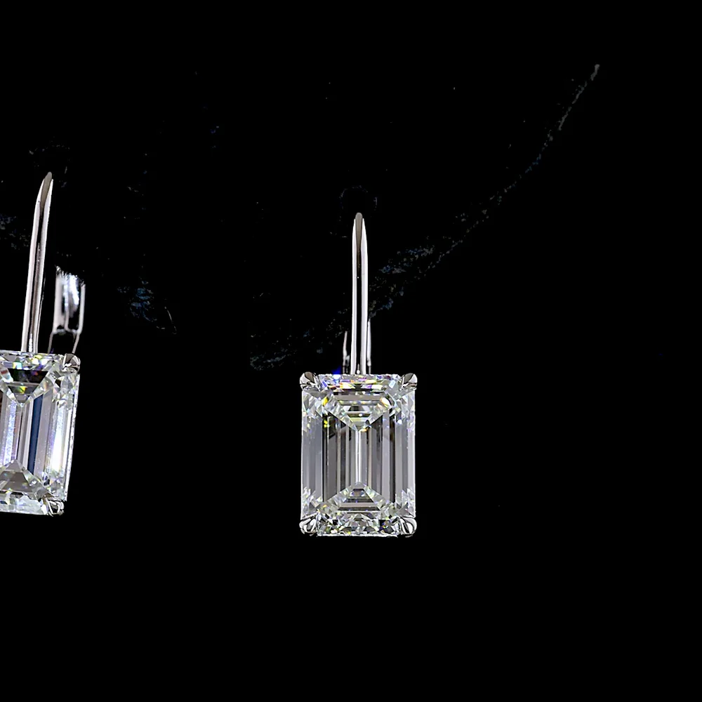 14K White Gold North-South Hanging Earrings with Emerald Cut Lab Diamonds - 3.12 Carats Total Diamond Weight (E-F Color, VVS2-VS1 Clarity) - Covaloro Fine Jewelry - Image 2