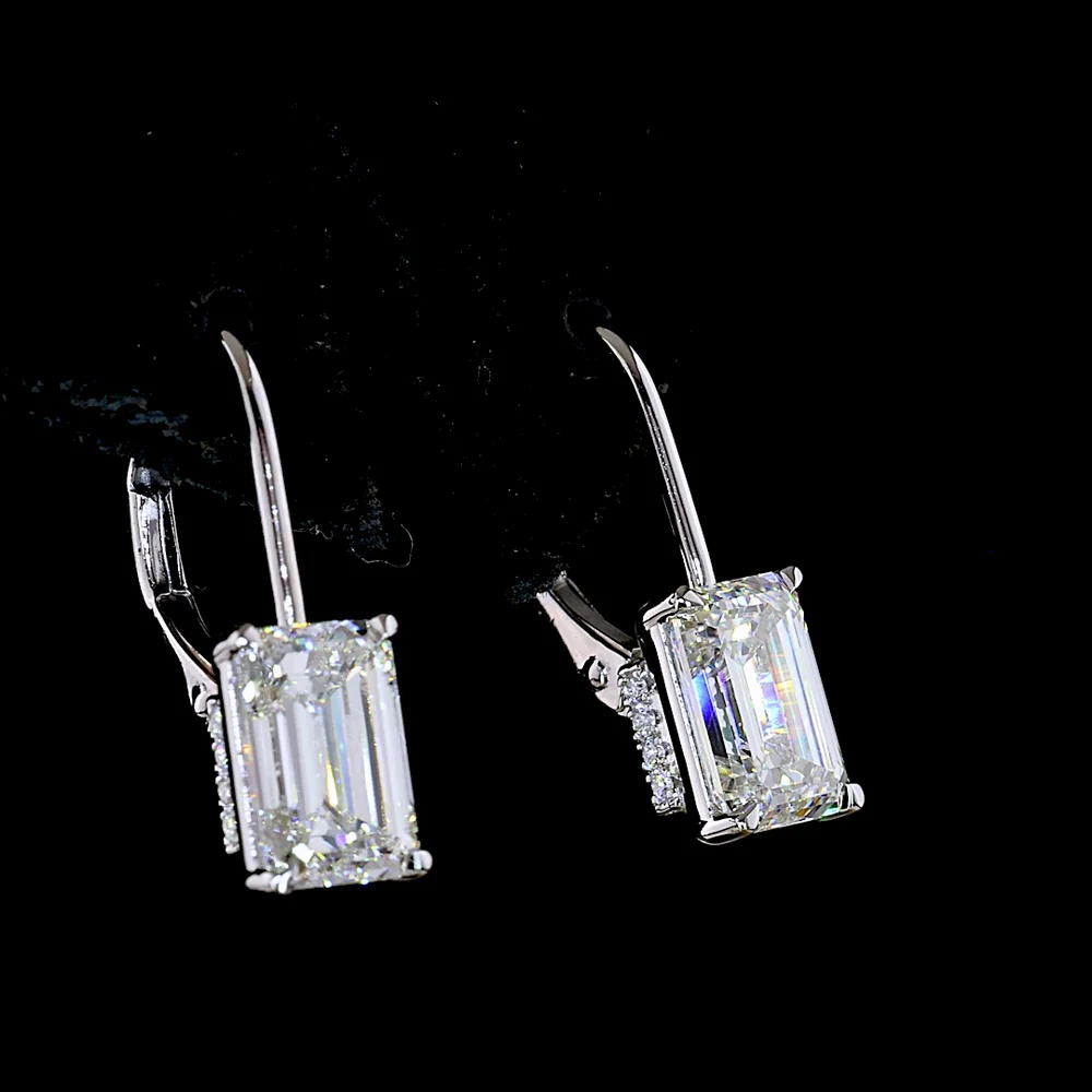 14K White Gold North-South Hanging Earrings with Emerald Cut Lab Diamonds - 3.12 Carats Total Diamond Weight (E-F Color, VVS2-VS1 Clarity) - Covaloro Fine Jewelry - Image 4