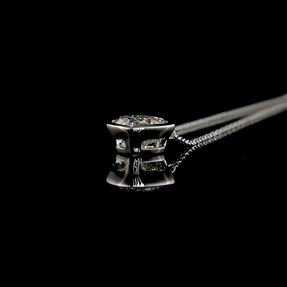 14K White Gold North-South Heart Shaped Solitaire Pendant with Bezel Set Lab Diamond - 2.04 Carat Total Weight, E-F Color VS1 Clarity - Covaloro Fine Jewelry - Image 3