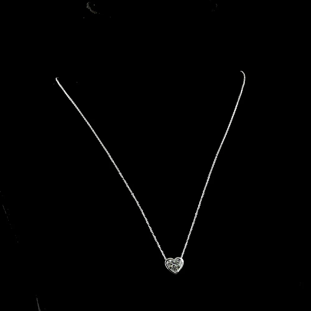 14K White Gold North-South Heart Shaped Solitaire Pendant with Bezel Set Lab Diamond - 2.04 Carat Total Weight, E-F Color VS1 Clarity - Covaloro Fine Jewelry - Image 4
