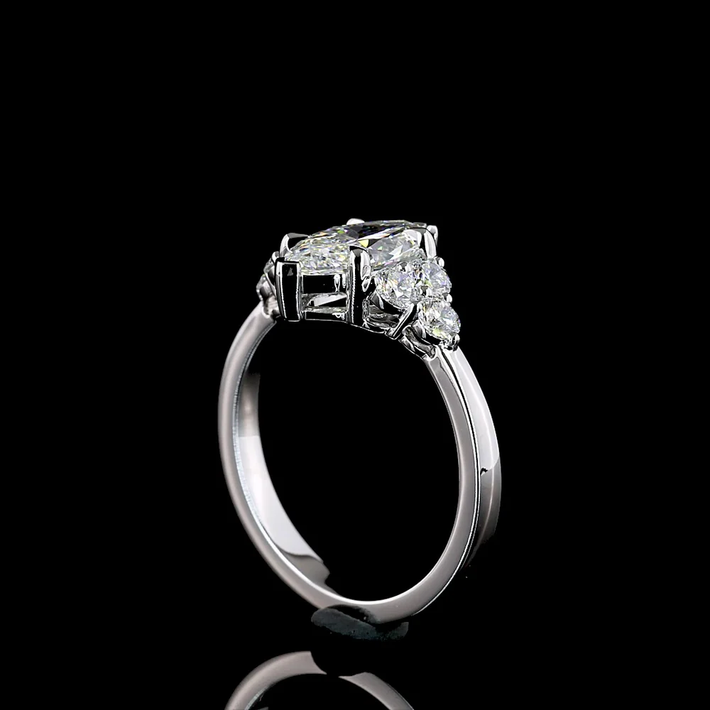 14K White Gold North-South Marquise Cut Lab Diamond Ring with Graduated Brilliant Accents - 1.99 Carats Total Diamond Weight - Covaloro Fine Jewelry - Image 3