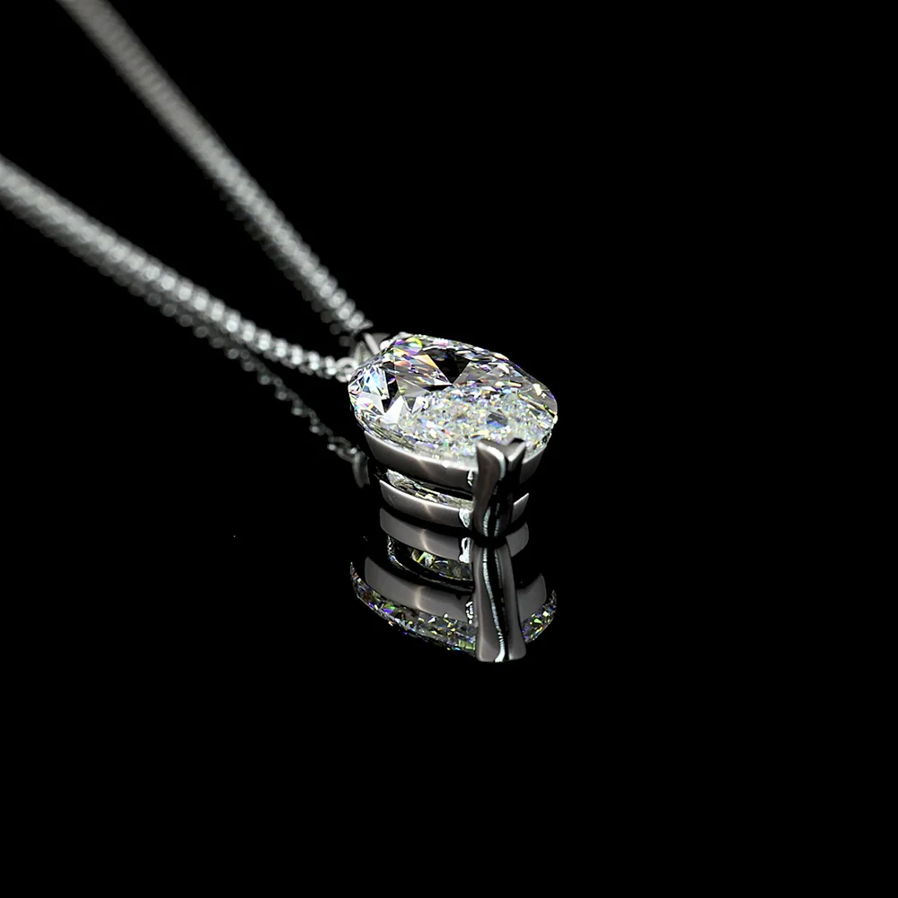 14K White Gold North-South Marquise Cut Lab Diamond Solitaire Pendant - 2.71 Carat Total Weight, E-F Color, SI1 Clarity - Covaloro Fine Jewelry - Image 3