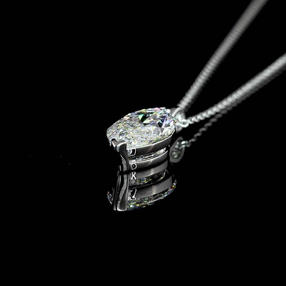 14K White Gold North-South Marquise Cut Lab Diamond Solitaire Pendant - 2.71 Carat Total Weight, E-F Color, SI1 Clarity - Covaloro Fine Jewelry - Image 4