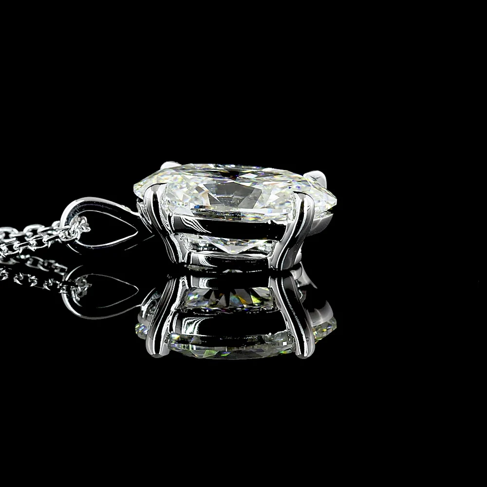14K White Gold North-South Oval Cut Lab Diamond Solitaire Pendant - 2.90 Carat Total Weight, G Color VVS1 Clarity - Covaloro Fine Jewelry - Image 3