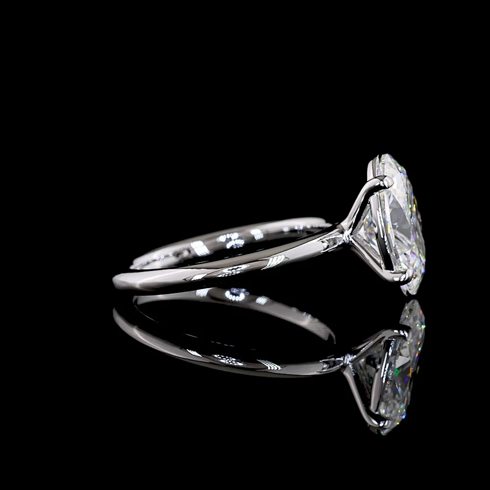 14K White Gold North-South Oval Cut Lab Diamond Solitaire Ring - 3.06 Carat, E-F Color, VS1 Clarity, IGI Certified - Covaloro Fine Jewelry - Image 3