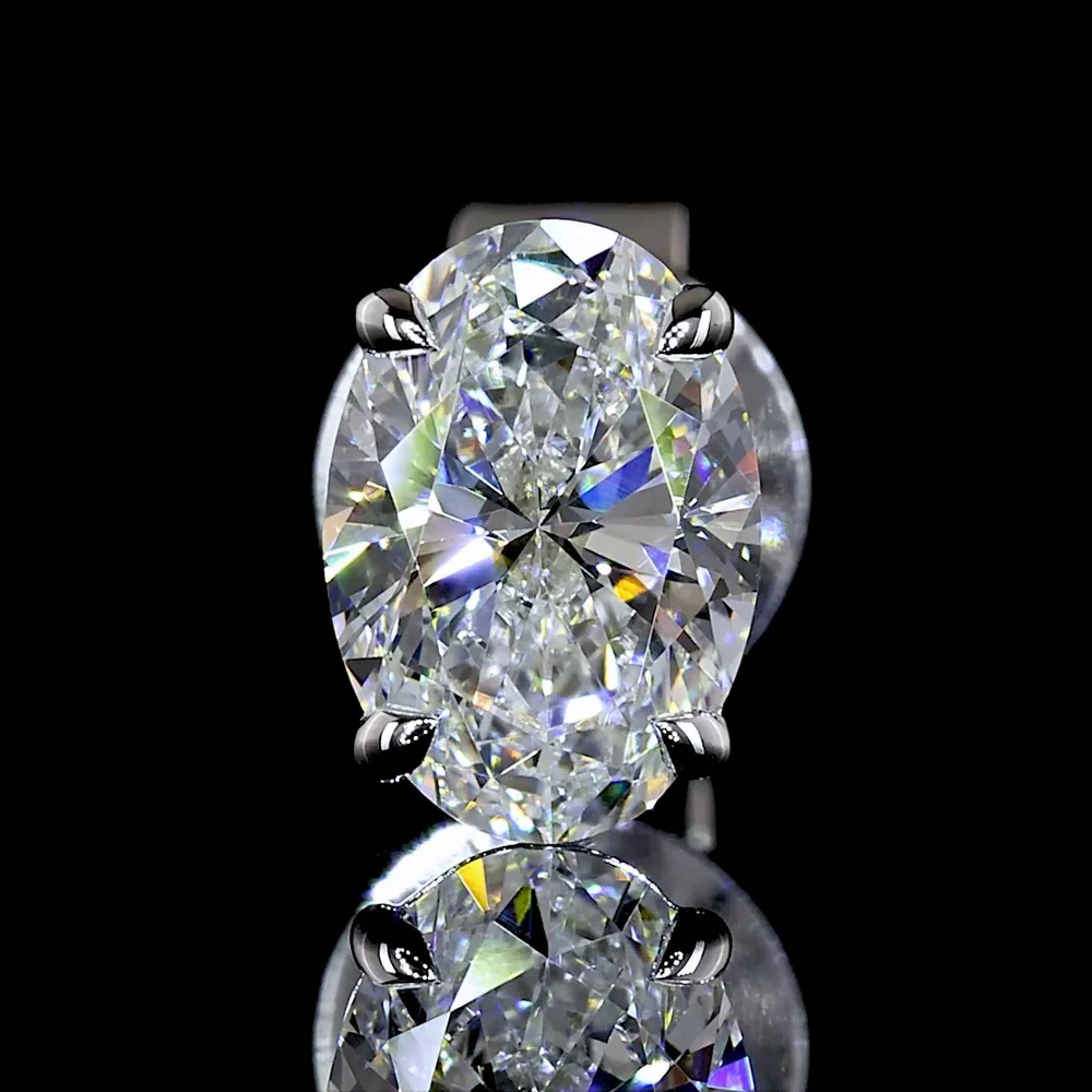 14K White Gold North-South Oval Cut Lab Diamond Stud Earrings - 1.09 Carats Total Diamond Weight (E-F Color, VS Clarity) - Covaloro Fine Jewelry - Image 3