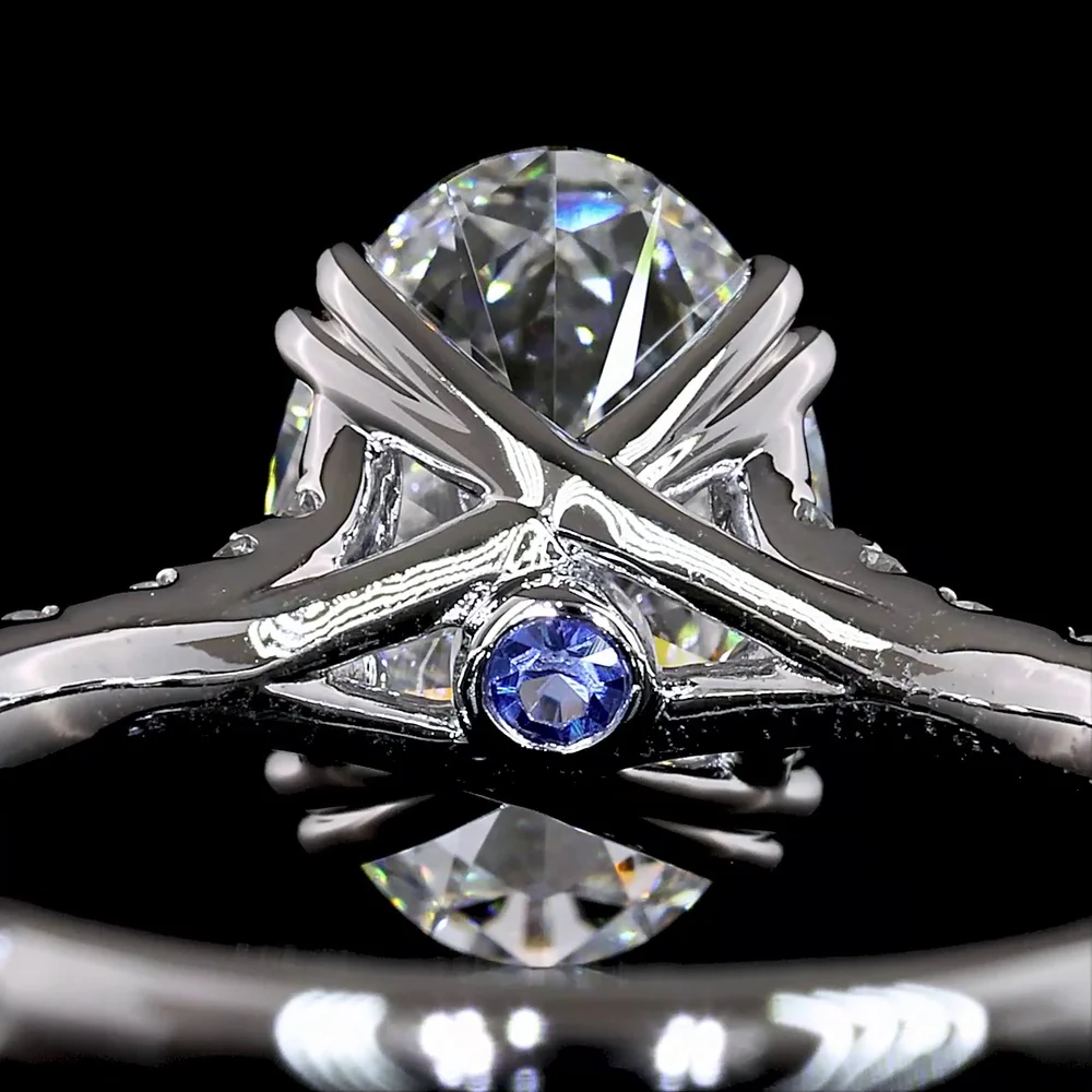 14K White Gold North-South Oval Cut Solitaire Shank Ring with Lab Grown D VS1 Diamond - 2.53 Carat Center, 3.11 Total Carat Weight - Covaloro Fine Jewelry - Image 3