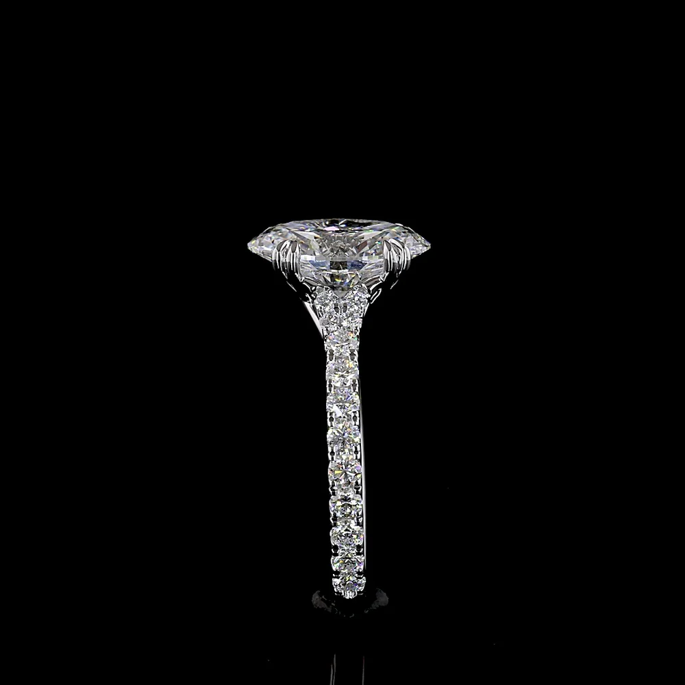 14K White Gold North-South Oval Cut Solitaire Shank Ring with Lab Grown D VS1 Diamond - 2.53 Carat Center, 3.11 Total Carat Weight - Covaloro Fine Jewelry - Image 4