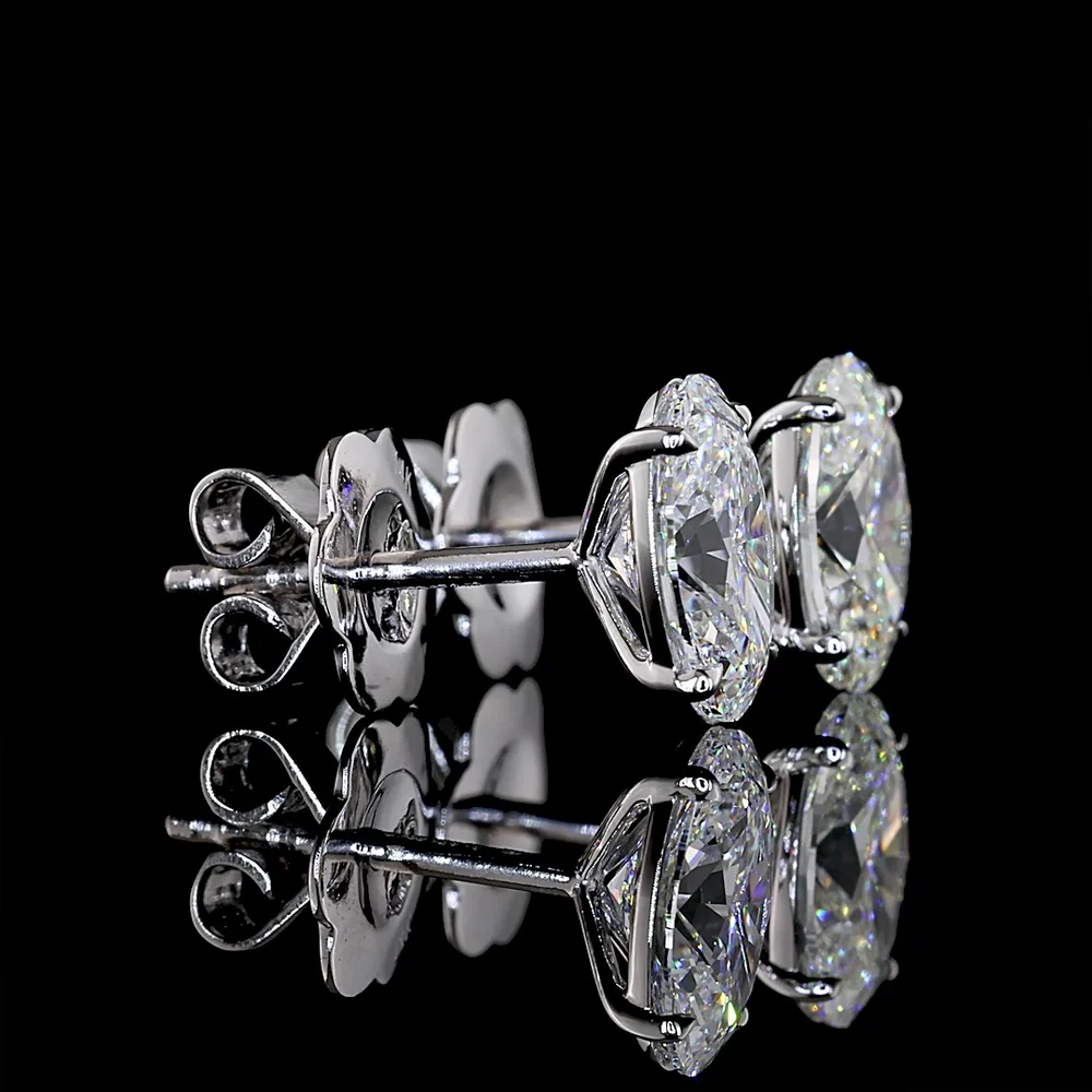 14K White Gold North-South Oval Lab Diamond Stud Earrings - 2.03 Carat Total Weight (D & F Color, VS1 Clarity) - Covaloro Fine Jewelry - Image 2