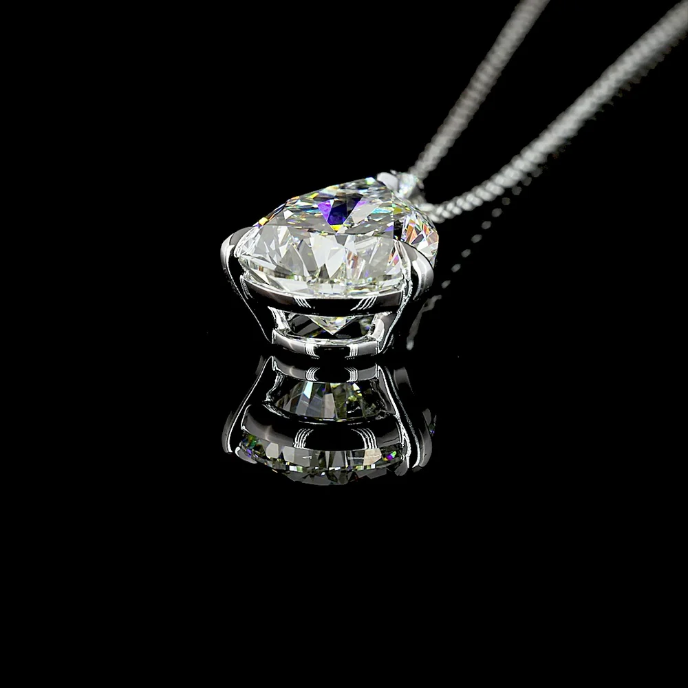 14K White Gold North-South Pear Shape Lab Diamond Pendant with Brilliant Cut Accent Stones - 4.07 Total Carat Weight GIA Certified - Covaloro Fine Jewelry - Image 4