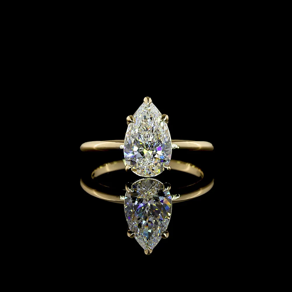 14K White Gold North-South Pear Shape Solitaire Ring with 2.05 Carat Lab Diamond - D VVS2 IGI Certified - Covaloro Fine Jewelry