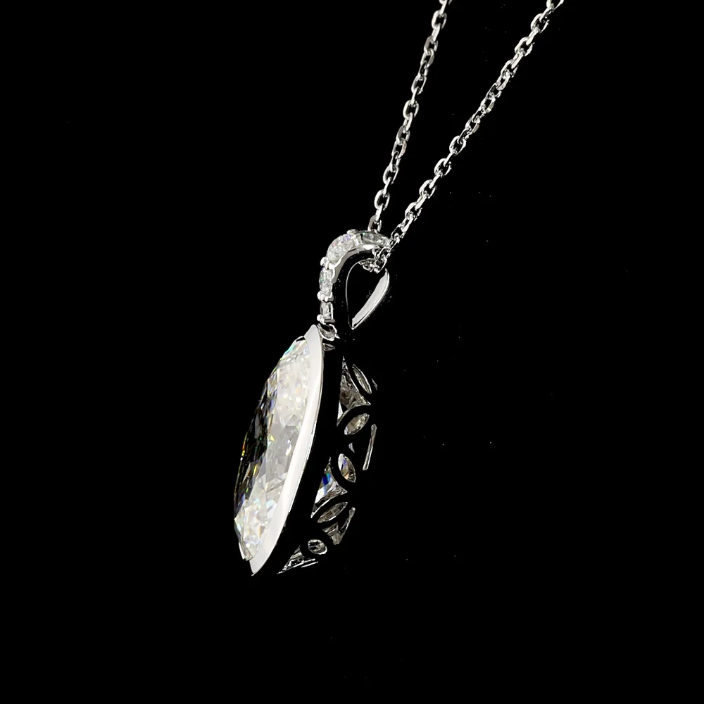 14K White Gold North-South Pendant with 5.03 Carat Oval Lab Diamond and Accent Diamonds - 5.12 Carat Total Diamond Weight GIA Certified - Covaloro Fine Jewelry - Image 2