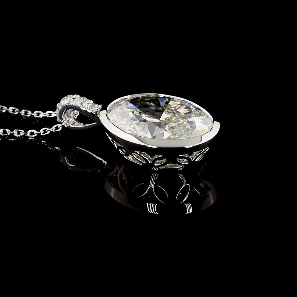 14K White Gold North-South Pendant with 5.03 Carat Oval Lab Diamond and Accent Diamonds - 5.12 Carat Total Diamond Weight GIA Certified - Covaloro Fine Jewelry - Image 4