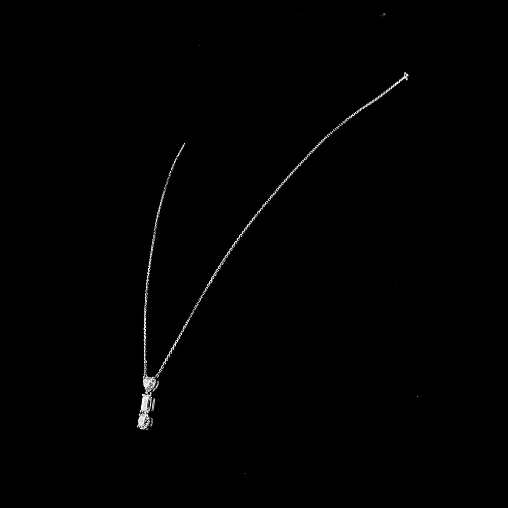 14K White Gold North-South Pendant with Heart, Emerald Cut, and Brilliant Cut Lab Diamonds - 3.11 Carats Total Diamond Weight - Covaloro Fine Jewelry - Image 4