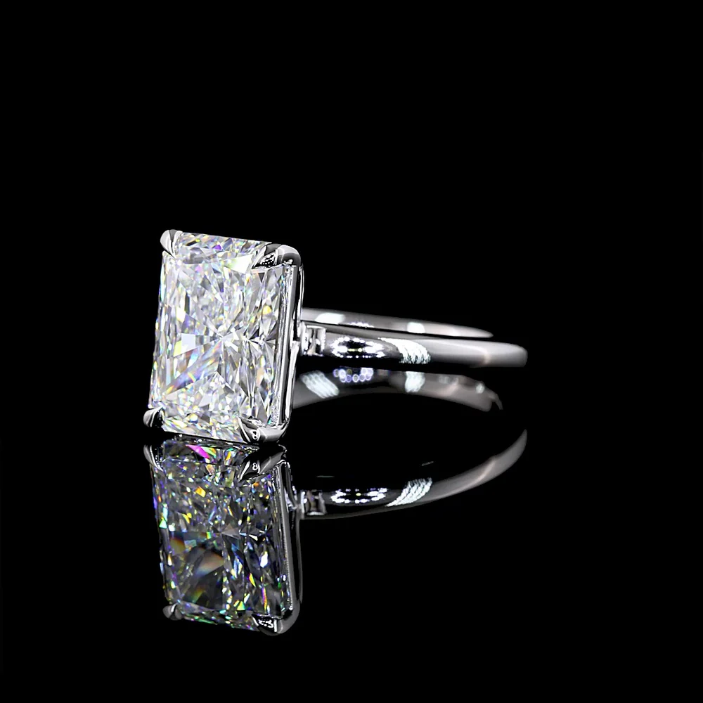 14K White Gold North-South Radiant Cut Solitaire Ring with 4.03 Carat Lab Grown Diamond - D VS1 IGI Certified - Covaloro Fine Jewelry - Image 3