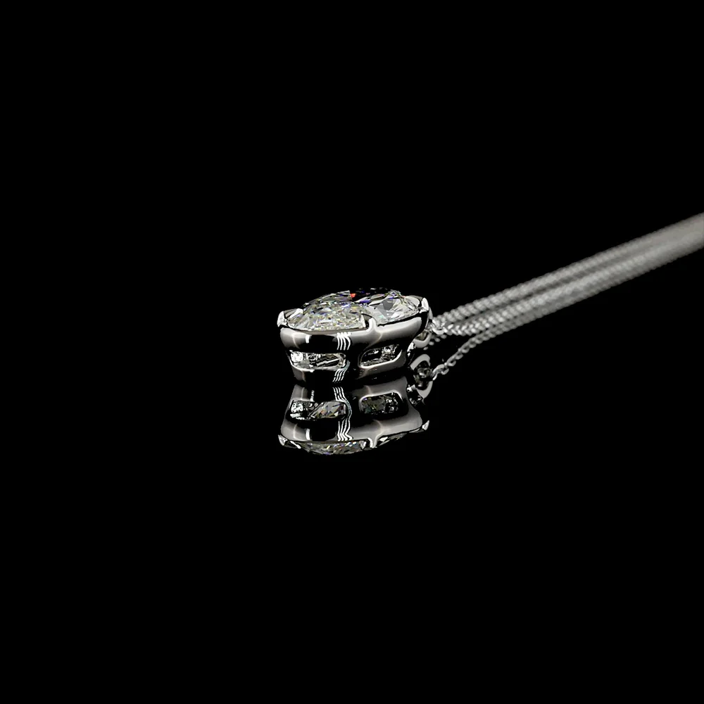 14K White Gold North-South Solitaire Pendant with 2.66 Carat Moval Cut Lab Grown Diamond (E-F Color, VS1 Clarity) - Covaloro Fine Jewelry - Image 3
