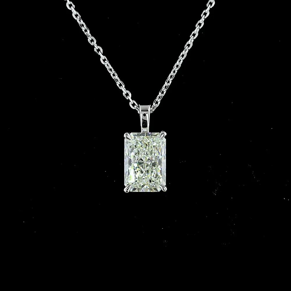 14K White Gold North-South Solitaire Pendant with Radiant Cut Lab Diamond - 1.53 Carat Total Weight, VS1 Clarity - Covaloro Fine Jewelry - Image 2